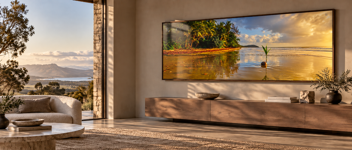 Sun-kissed by Mitchell Burns displayed in a warm contemporary interior