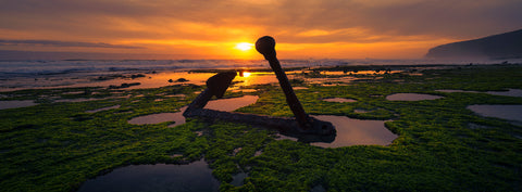 Echoes of Time — Wreck Beach, VIC, photographed by Mitchell Burns — illustrative Black + Black corner detail
