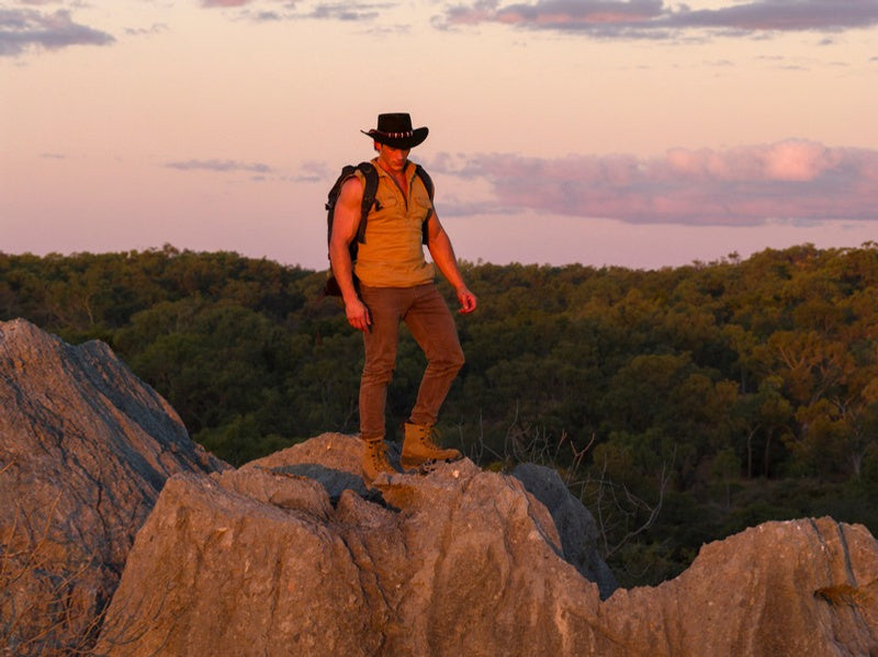 Mitchell Burns in the field in Far North Queensland at sunset